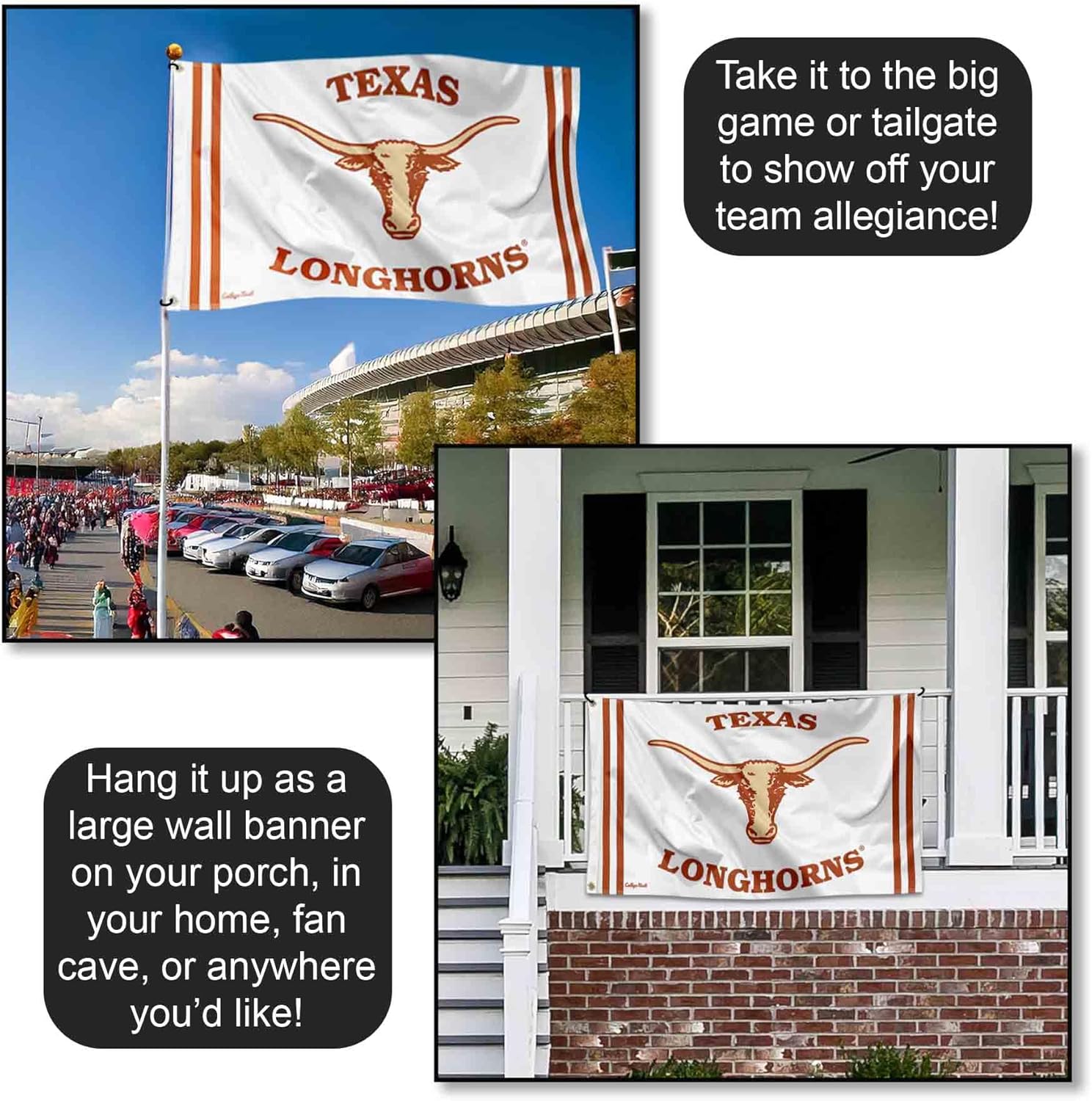 College Flags & Banners Co. Texas Longhorns Vintage Retro Throwback 3x5 Banner Flag