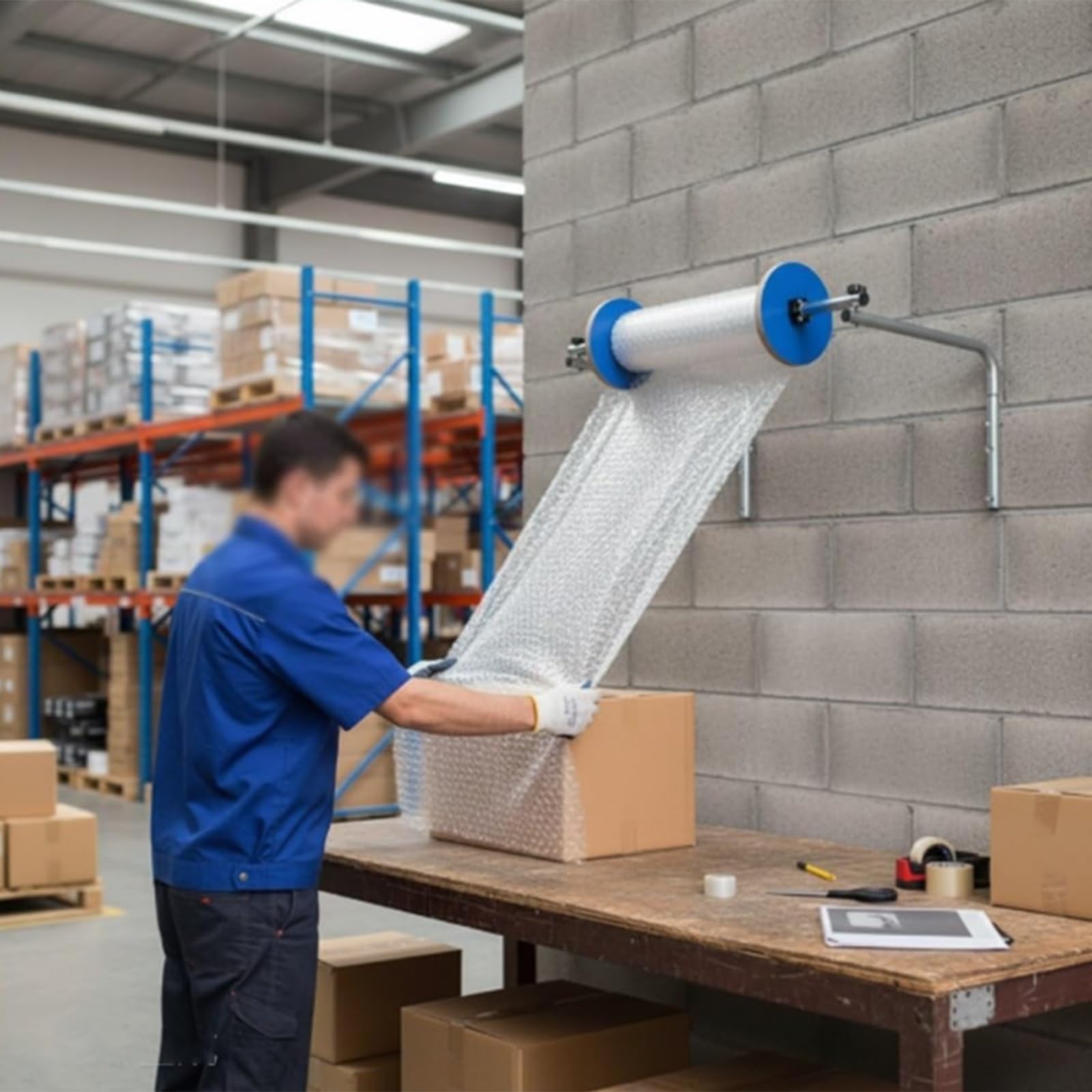 Dispenser for pluriball montato a parete, supporto for imbottitura, facile sostituzione della pellicola for rotoli di cotone perlato e schiuma EPE(Width 100cm)