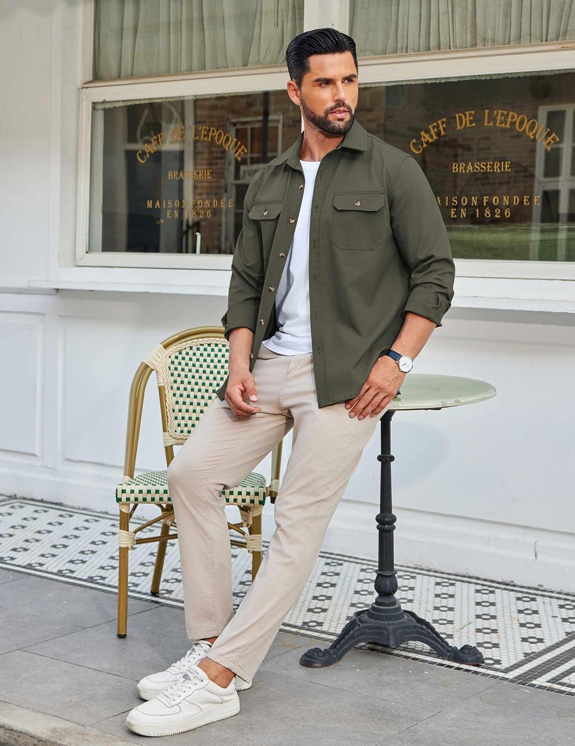 COOFANDY Men's Long Sleeve Button Up Shirt Jacket with Flap Pockets - Image 4