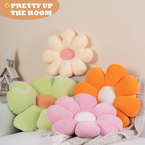 Miniatura 7 de ZAKUN Almohada de flores, cojín de 15.7 pulgadas, bonito cojín de asiento con forma de flor, almohadas decorativas de flores estéticas para sofá,