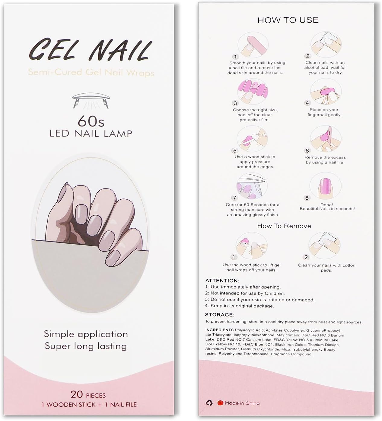JMEOWIO Gel Nail Stickers Coffee Semi Cured Gel Nail Strips Wraps UV/LED Nails Art Design Decoration Accessories