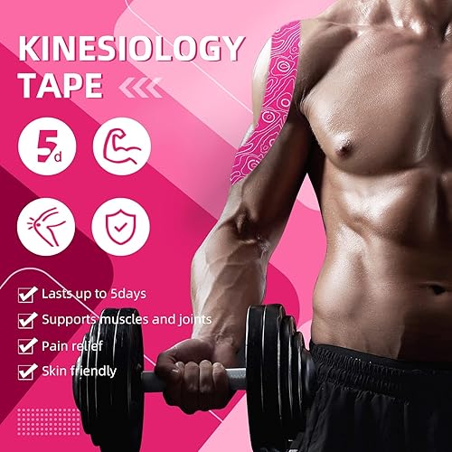 Miniatura 3 de OK Tape Kinesiology Tape Extended Edition, cinta atlética elástica original, tiras de rollo de 2 pulgadas x 103 pies de largo, sin látex,