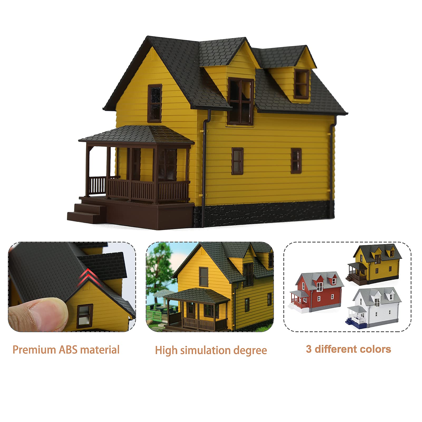 N Scale Model Building 1:160 Residential Modern House Assembled Architectural for Model Train Layout Diorama JZN01 (Mix Colors(3pcs))
