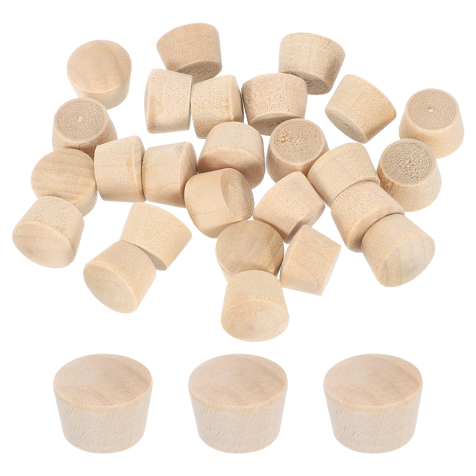 uxcell 26Pcs Wood Button Plugs, 10mm/0.39" Flat Head Hardwood Screw Hole Plug Wooden Caps Buttons Wood Plug for Furniture Woodworking Craft Decor (
