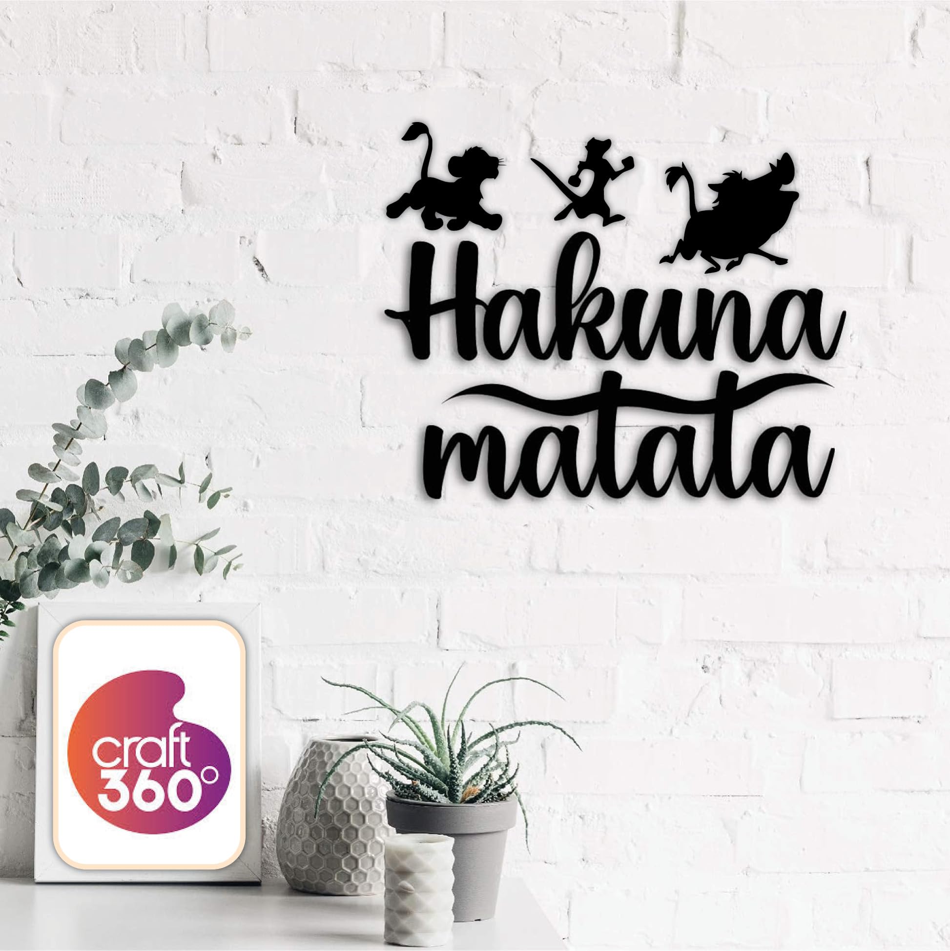 craft 360 Craft360 Hakuna Matata Painted MDF Wall Art Cutout, Ready to Hang Home Decor-Black-picture-25