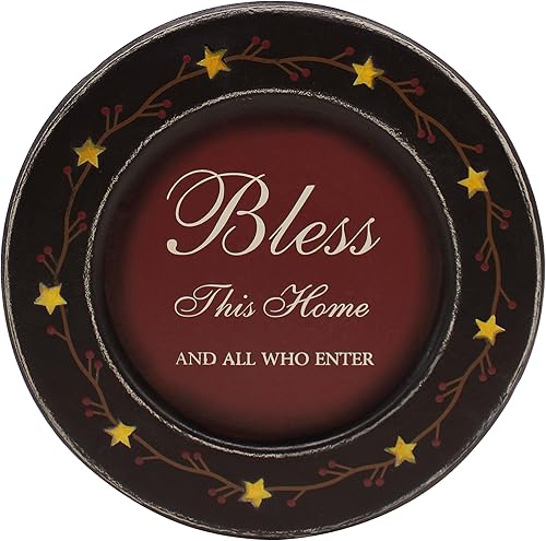 CVHOMEDECO. Primitives - Plato decorativo de madera vintage Bless This Home, placa de madera retro para decoración del hogar, 9-34 pulgadas