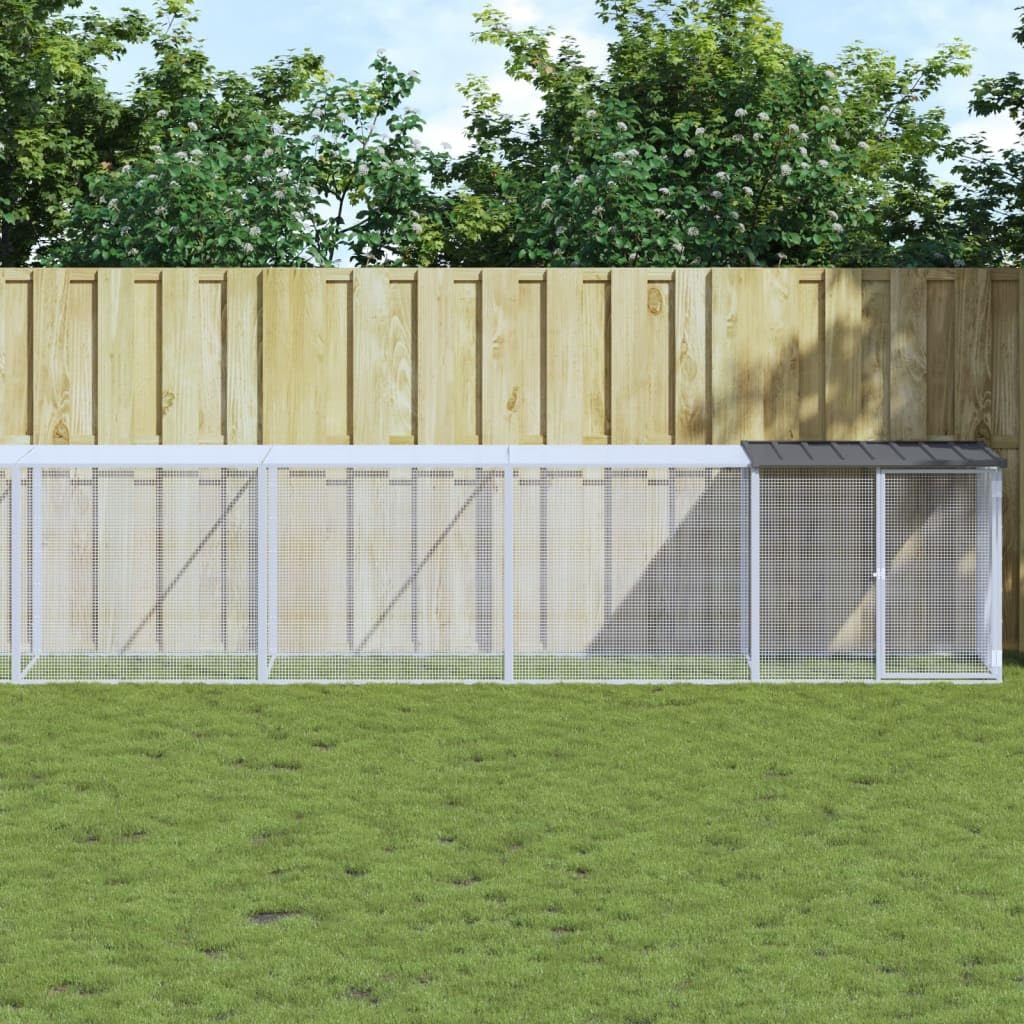 Hühnerkäfig mit Dach Anthrazit 803x98x90 cm Verzinkter Stahl, Kleintierkäfig Gehege Stall, Hasenstall Kaninchenstall Nagerheim, Freilauf Auslauf Laufstall Habitat Behausung Unterschlupf