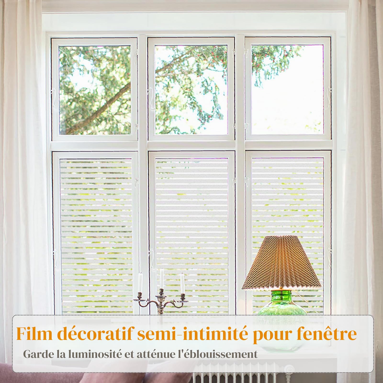 Lemon Cloud Film occultant fenêtre Anti Regard Electrostatique Film Fenetre Film Vitre Motif Rayure Film Vitrage Non Adhesif Anti-UV Idéal pour Bureau Chambre Cuisine Maison Salle de Bain 90x400cm