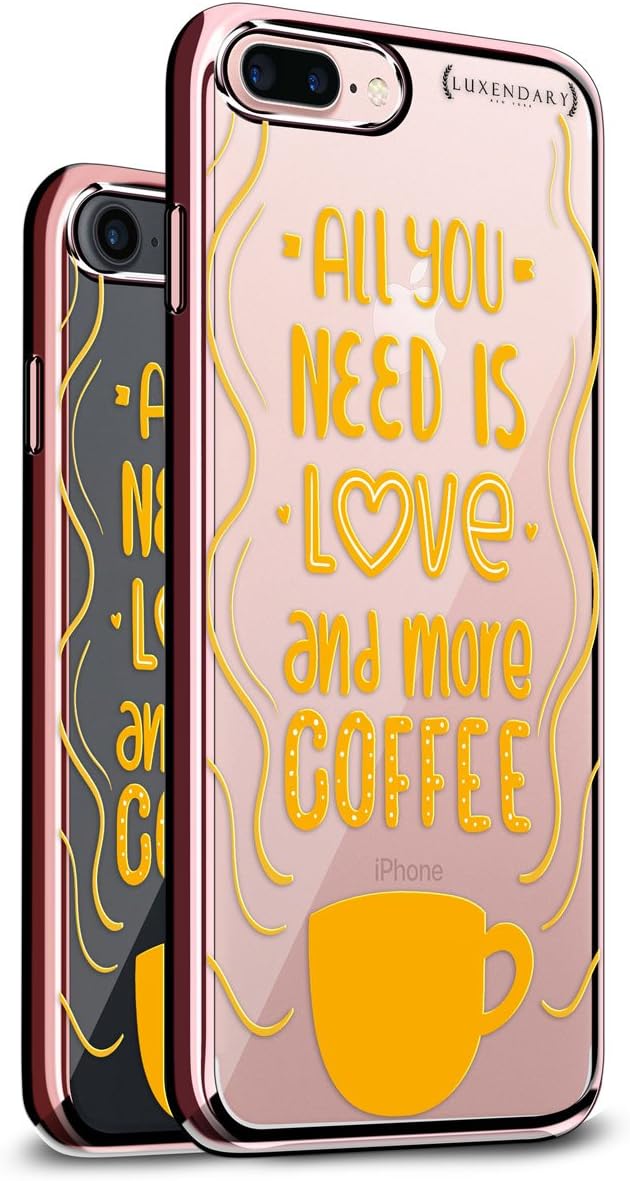Luxendary All You Need Is Love and Coffee Quote Design Chrome Series Case for iPhone 6/6S Plus - Titanium Black