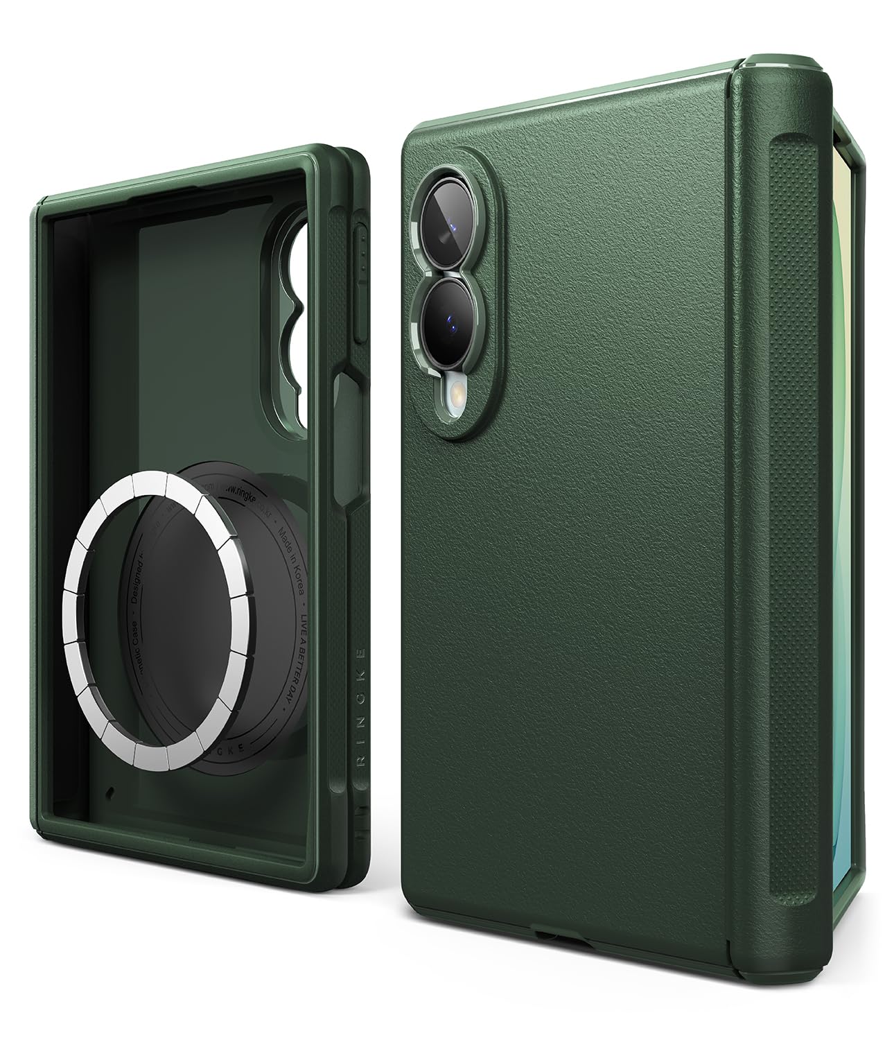 for Samsung Galaxy Z Fold 8 Case [Onyx Flap Magnetic Dark Green]