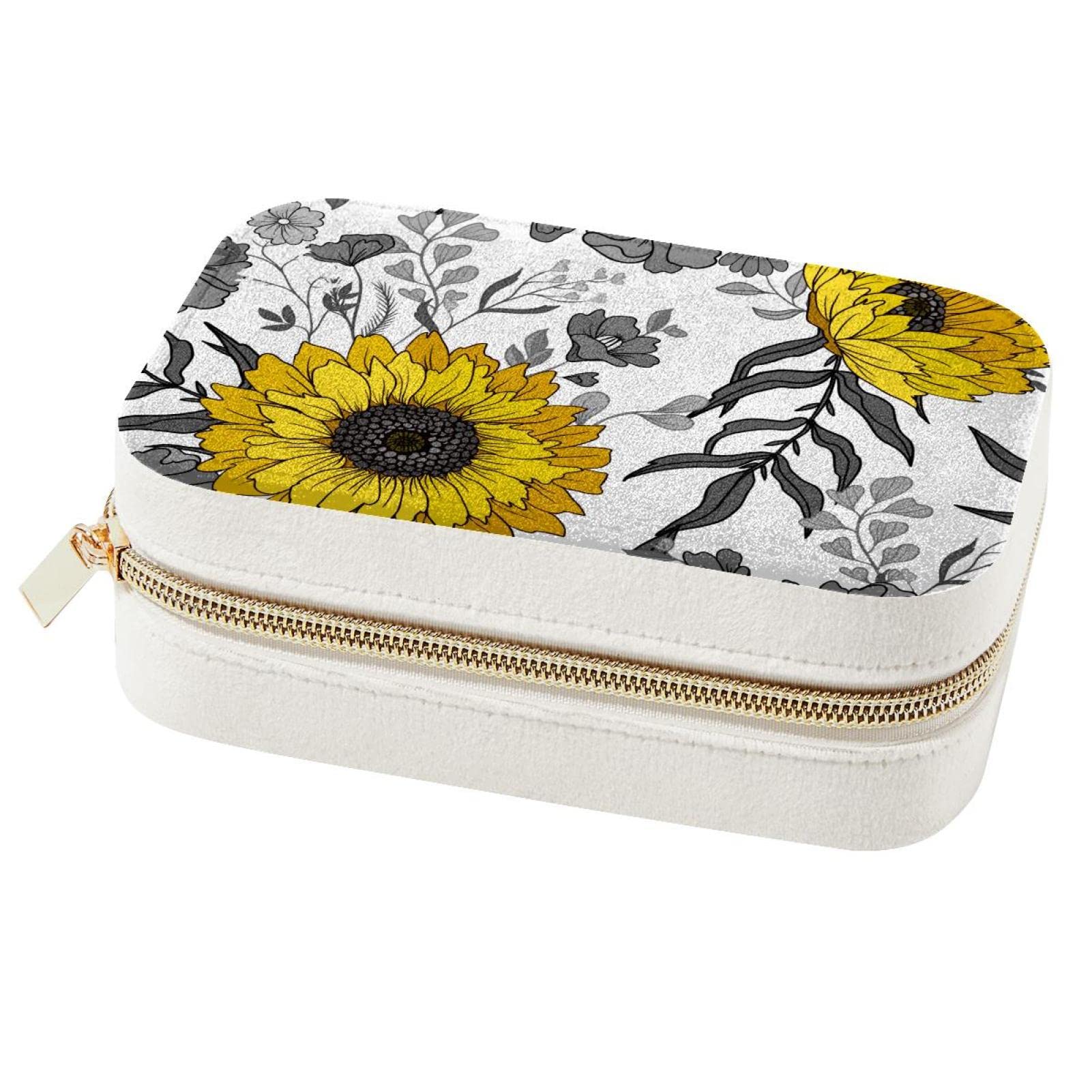 Boîte à bijoux de voyage tournesol pour vos déplacements et vacances