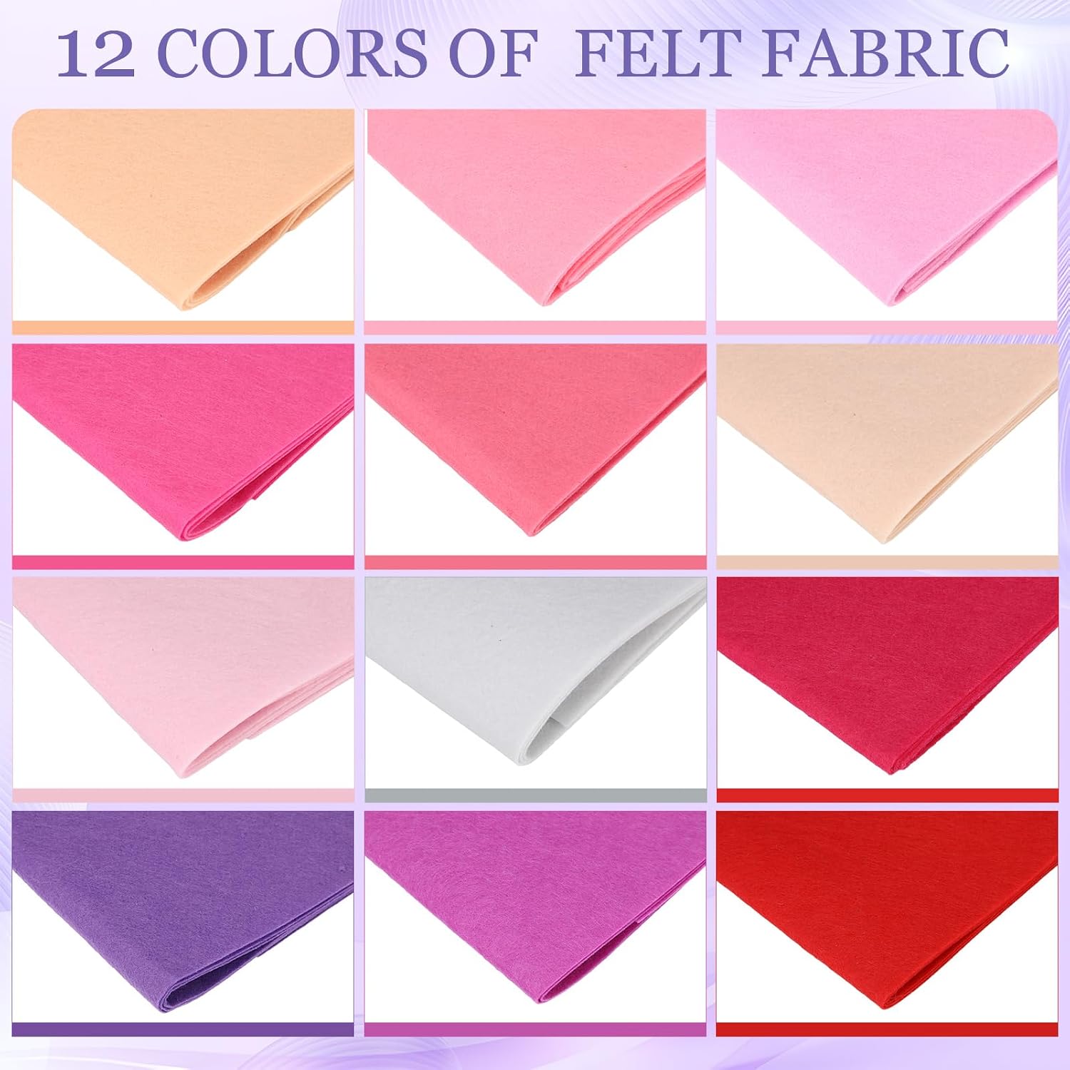 HunnmingRe 36 Rolls 8" x 35" 1mm Thick Soft Felt Fabric Assorted Nonwoven Felt Sheets for DIY Crafts, Sewing Patchwork Projects (Pink Series)