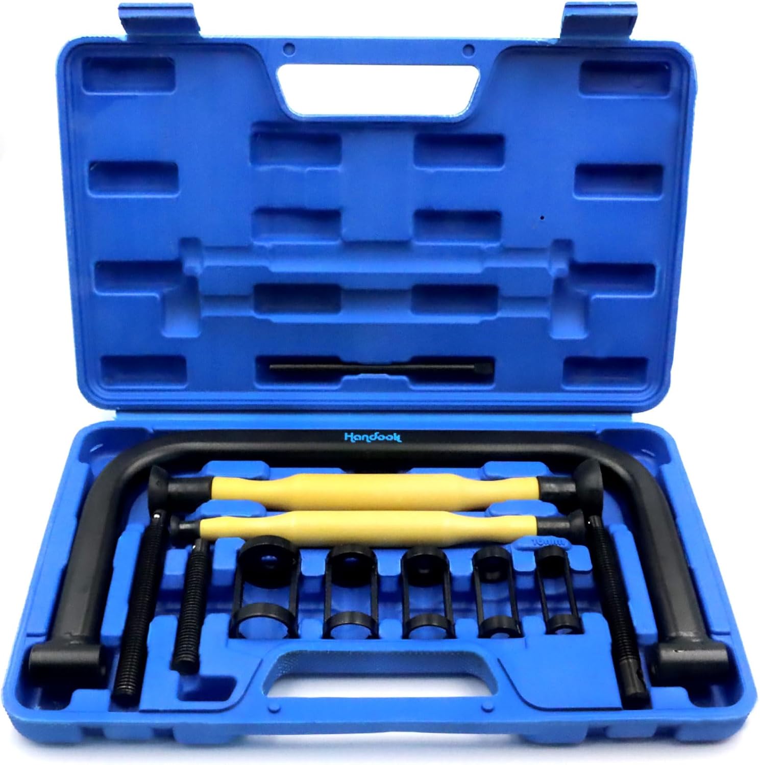 Handook 12Pcs Valve Spring Compressor with Valve Lapper Tool, Valve Spring Removal Tool with C Clamp for Motorcycle, ATV, Car, Small Engine Vehicle Equipment