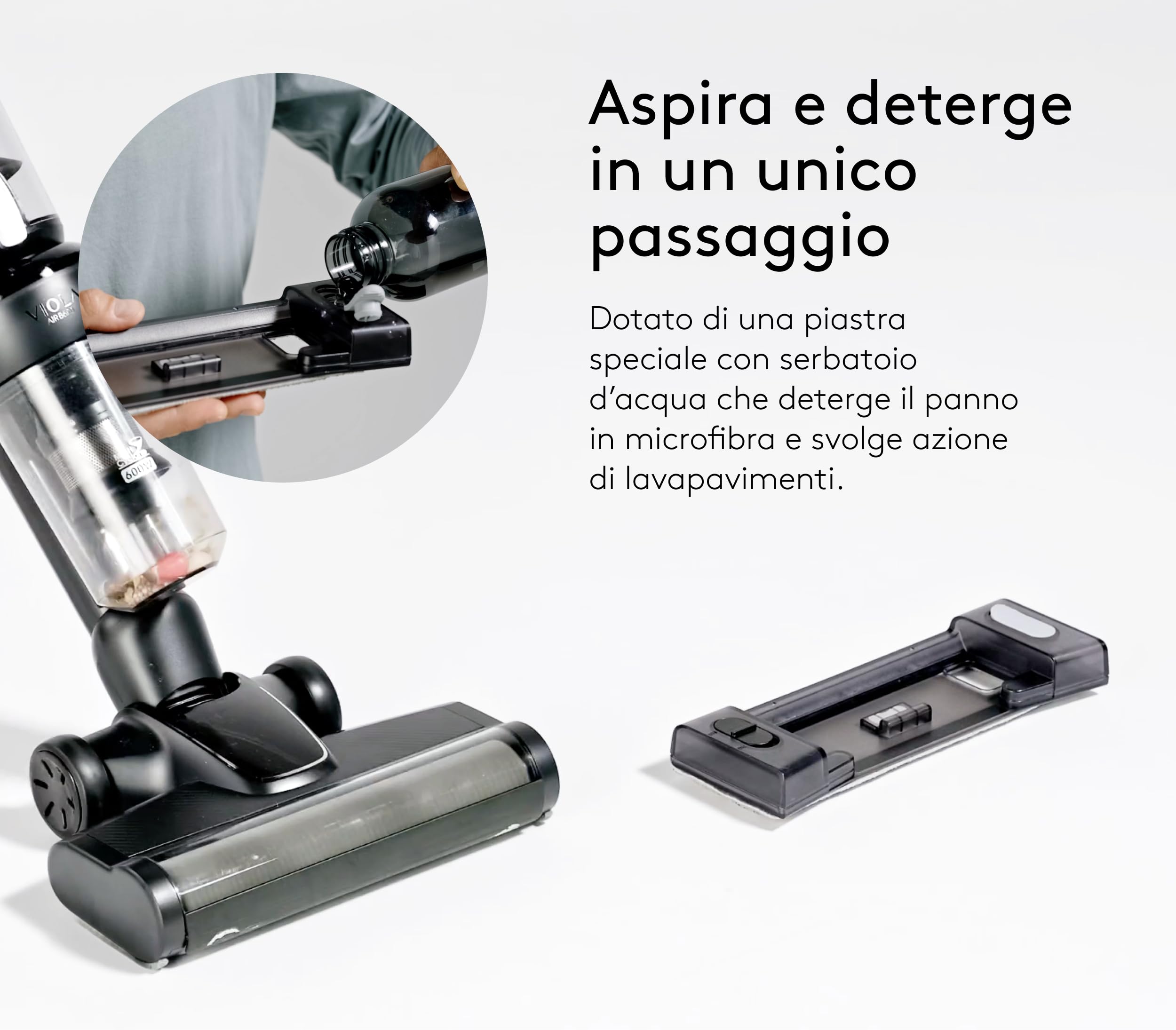 VIOLA Aspirapolvere Senza Fili, 80Min/28,8V/600W Scopa Elettrica Senza Fili, Aspirapolvere Potente, Aspirapolvere Verticale con Batteria Rimovibile per Tappeti/Peli Animali, Divani, Nero