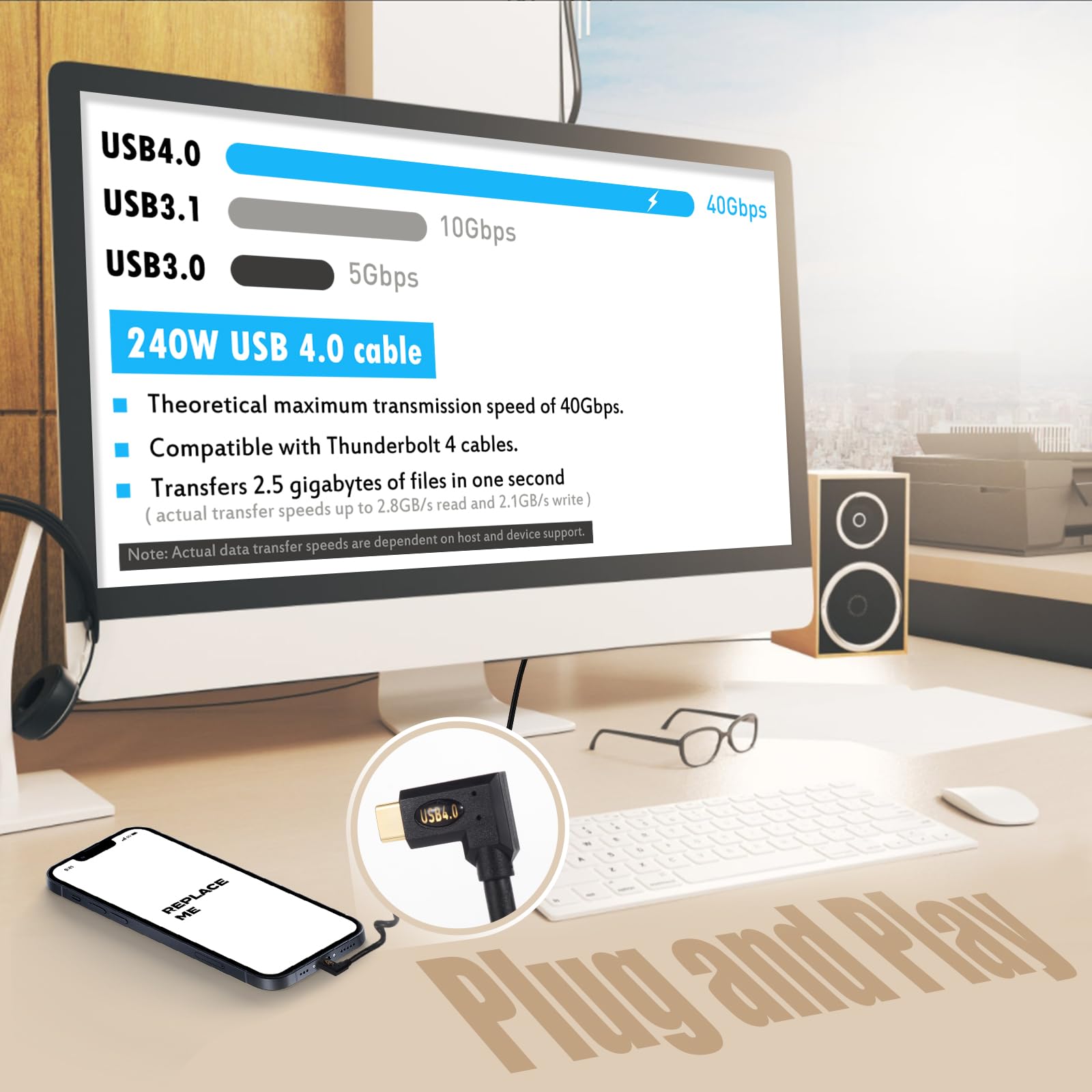 40 Gbit/s USB 4.0 Typ C Spiralkabel, linker und rechtwinkliger Stecker auf Auf- und Abwärtswinkelstecker, 240 W, 5 A, PD, USB C 4.0, Federspiralkabel für Smartphones, Laptops, Thunderbolt 3,