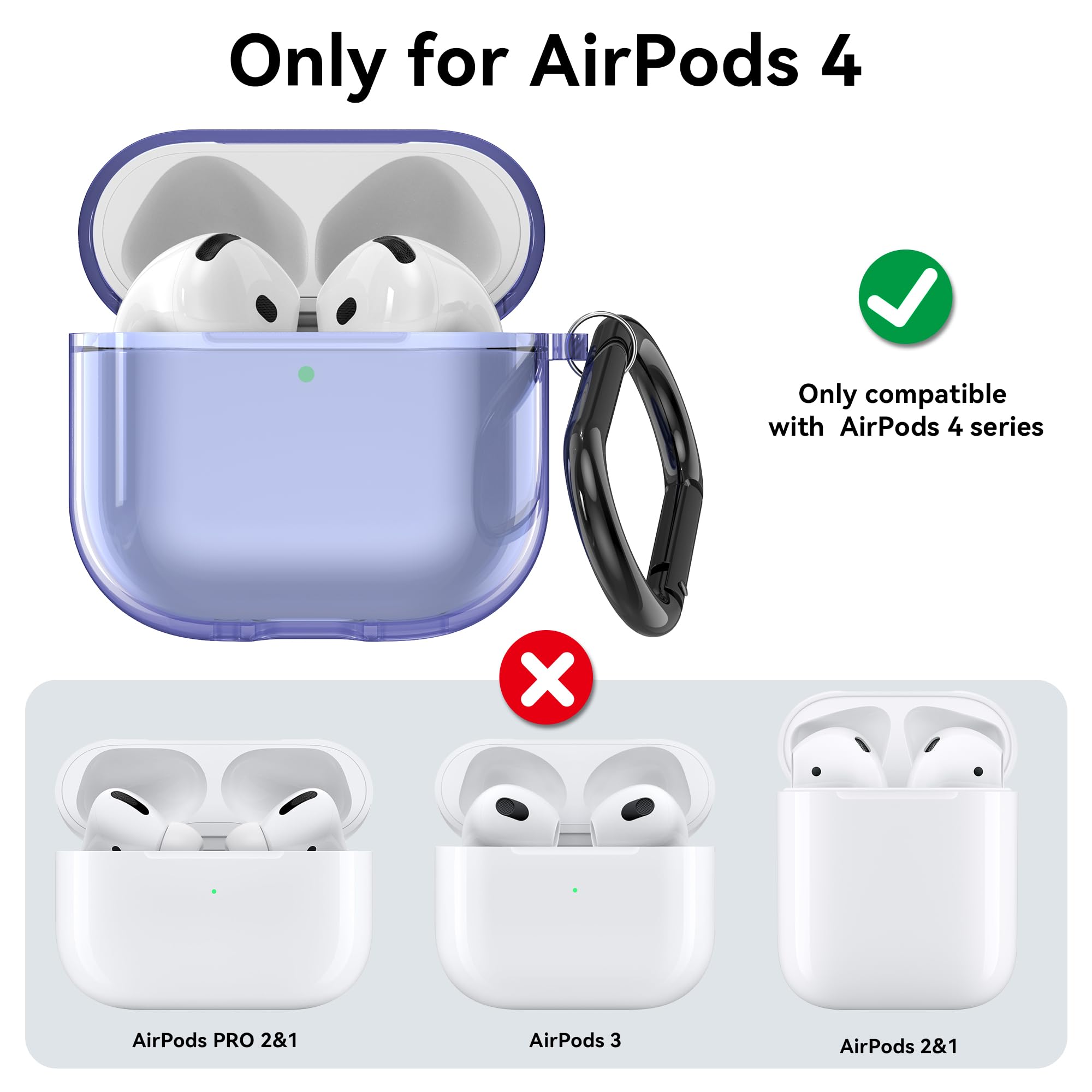 Coque De Protection Transparente Pour AirPods 4 Avec Anneau Porte-clés - Silicone TPU Anti-choc, Charge Sans Retirer | Plusieurs Couleurs