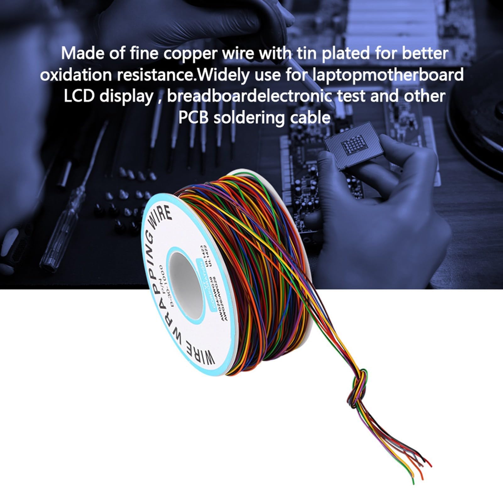 Kolorowy P/N B-30-1000 izolacja kolorowa, miedziany przewód pomiarowy, 30 AWG 8 żył 280 m 300 V