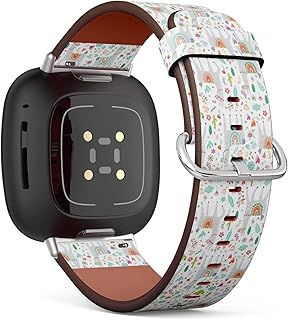 CJBROES Replacement Leather Watch Band, Compatible with Fitbit Versa 3 and Fitbit Sense of Wristband Bracelet Accessory - Llama Cactus Hand