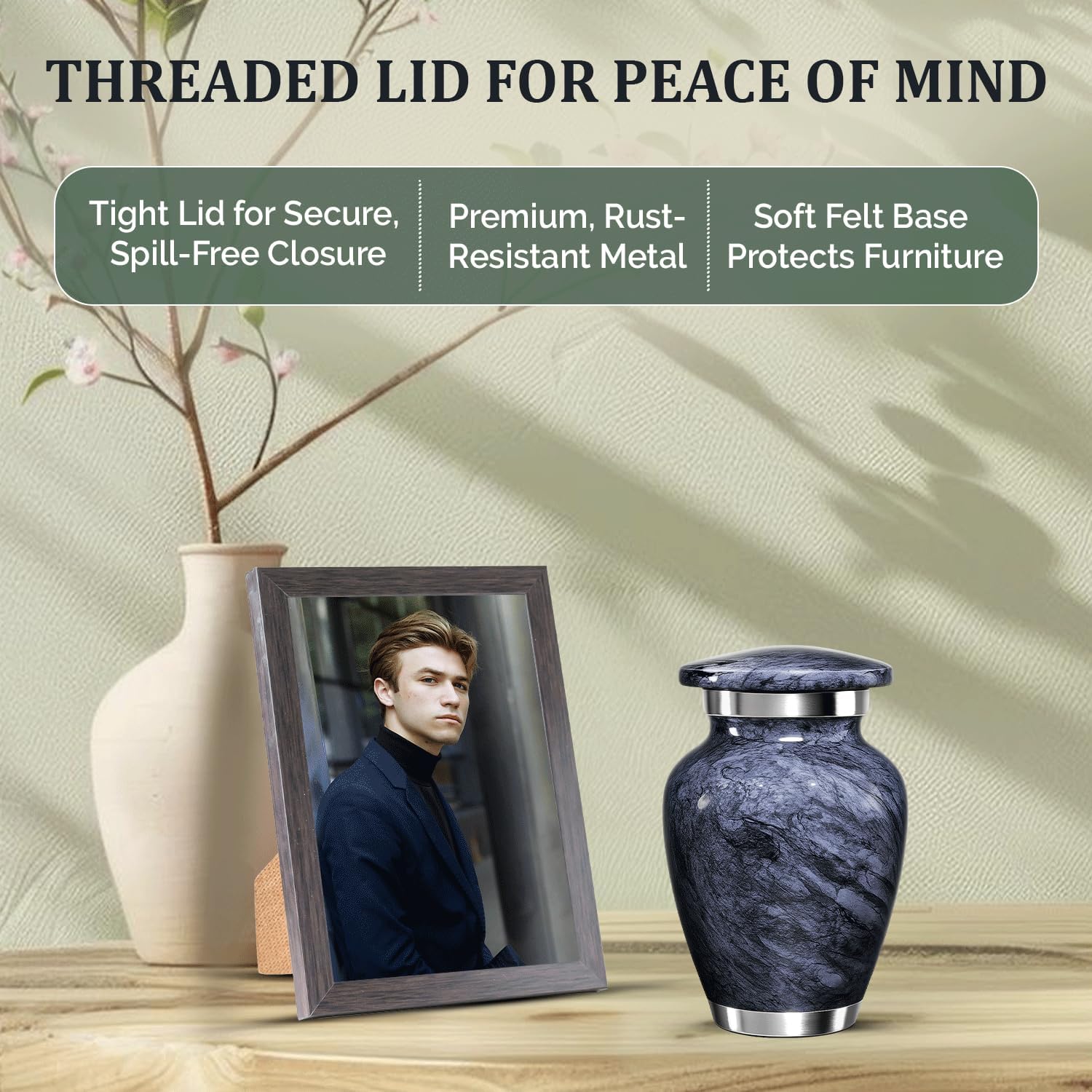Small Urn for Ashes Male & Female – Mini Cremation Urns for Human Ashes Keepsake – Little Miniature Ash Urn for Mom & Dad – Tiny Decorative Memorial Keepsake for Loved Ones (Gray, Small)