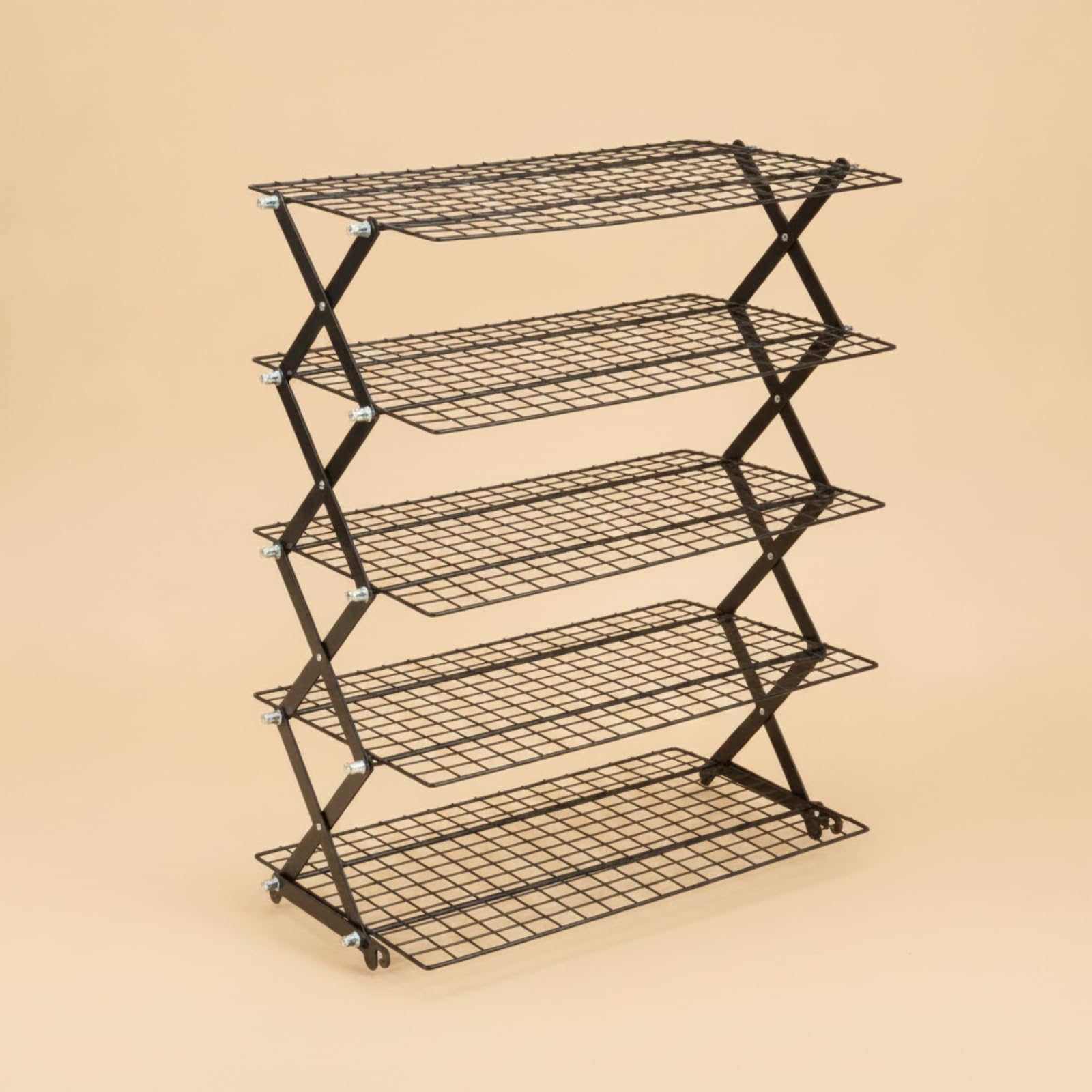 Griglia Raffreddamento Pieghevole Griglia Cucina Supporto Torte Vassoio Biscotti Impilamento Verticale per Risparmio Spazio Altezza Variabile Stabile, 5 Layers