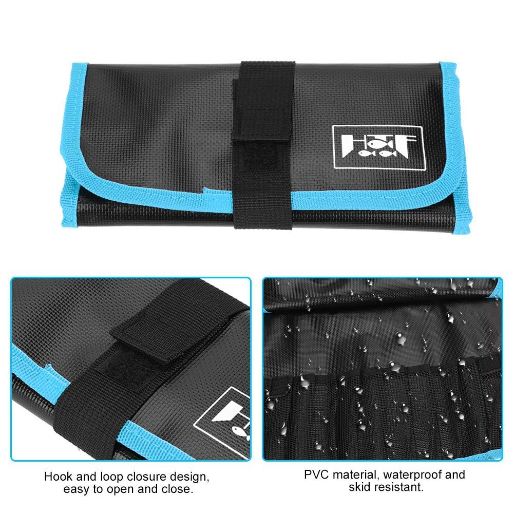 Alomejor Borsa Pesca Impermeabile Portatile per Esche Jigs Cucchiai Lure Custodia Organizzata Accessori da Pesca All'Aperto Blu Sportiva