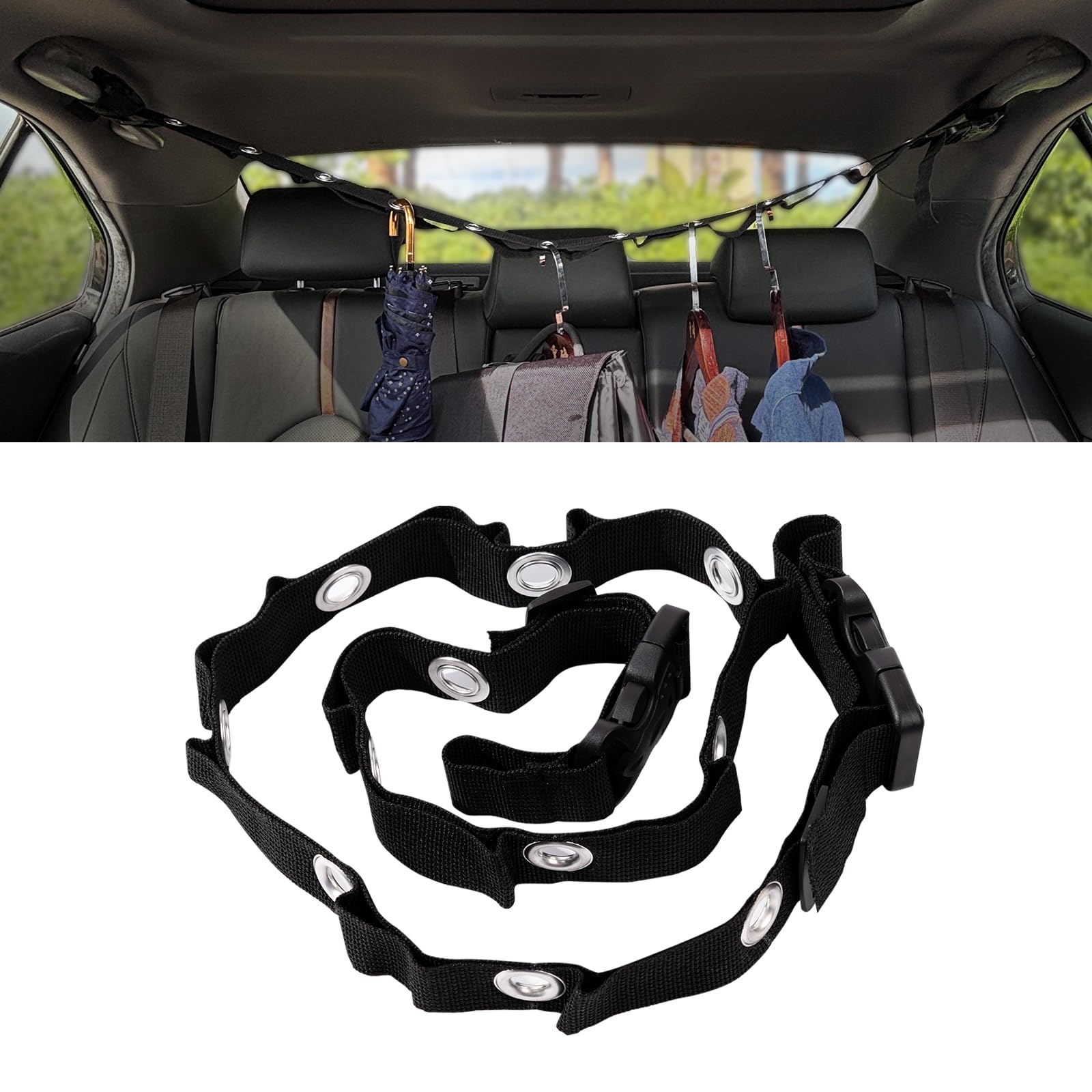 Rislobx Car Clothes Hanger Bar, Retractable Portable Car Clothes Rack Drying Line Travel Camping Clothesline Clothes Hanging Organizer for Car, SUV, Truck