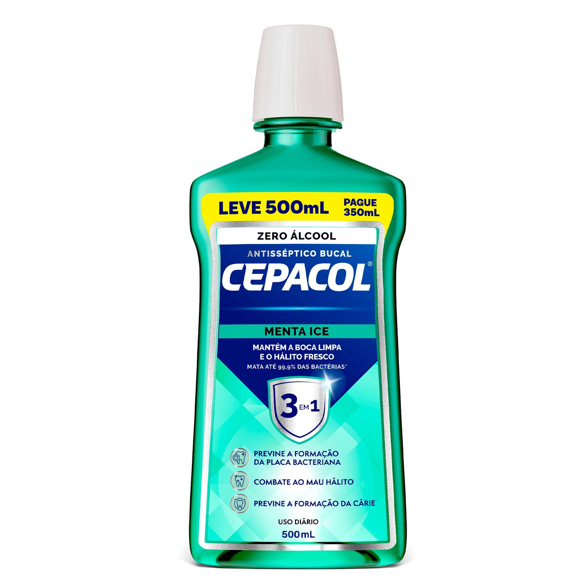 Cepacol - Enxaguante Bucal Menta Ice - Sem Álcool, Refrescante e Antisséptico - Proteção