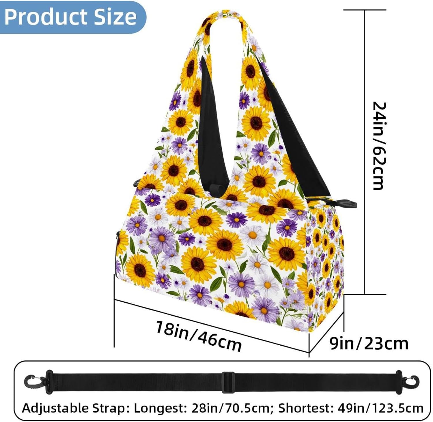 Yoga Mat Bag, Gym Workout Bag with Shoe Compartment, Sunflower Pilates Bag for Women, Quick Access Storage Yoga Tote Bag for Sports Travel Office