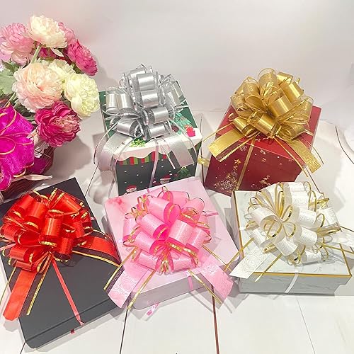 Miniatura 4 de 6 lazos grandes, lazo de regalo blanco, serie de patrones de 6 pulgadas, lazo para envolver regalos de cumpleaños, Navidad, día de San Valentín