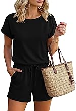 Ekouaer Womens Romper 2026 Summer Casual Short Jumpsuits Beach Vacation Clothes with Pockets
