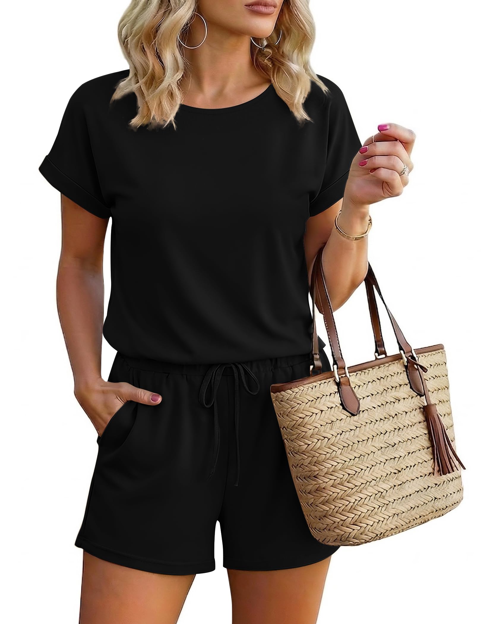 ekouaer Womens Romper 2026 Summer Casual Short Jumpsuits Beach Vacation Clothes with Pockets-picture-54