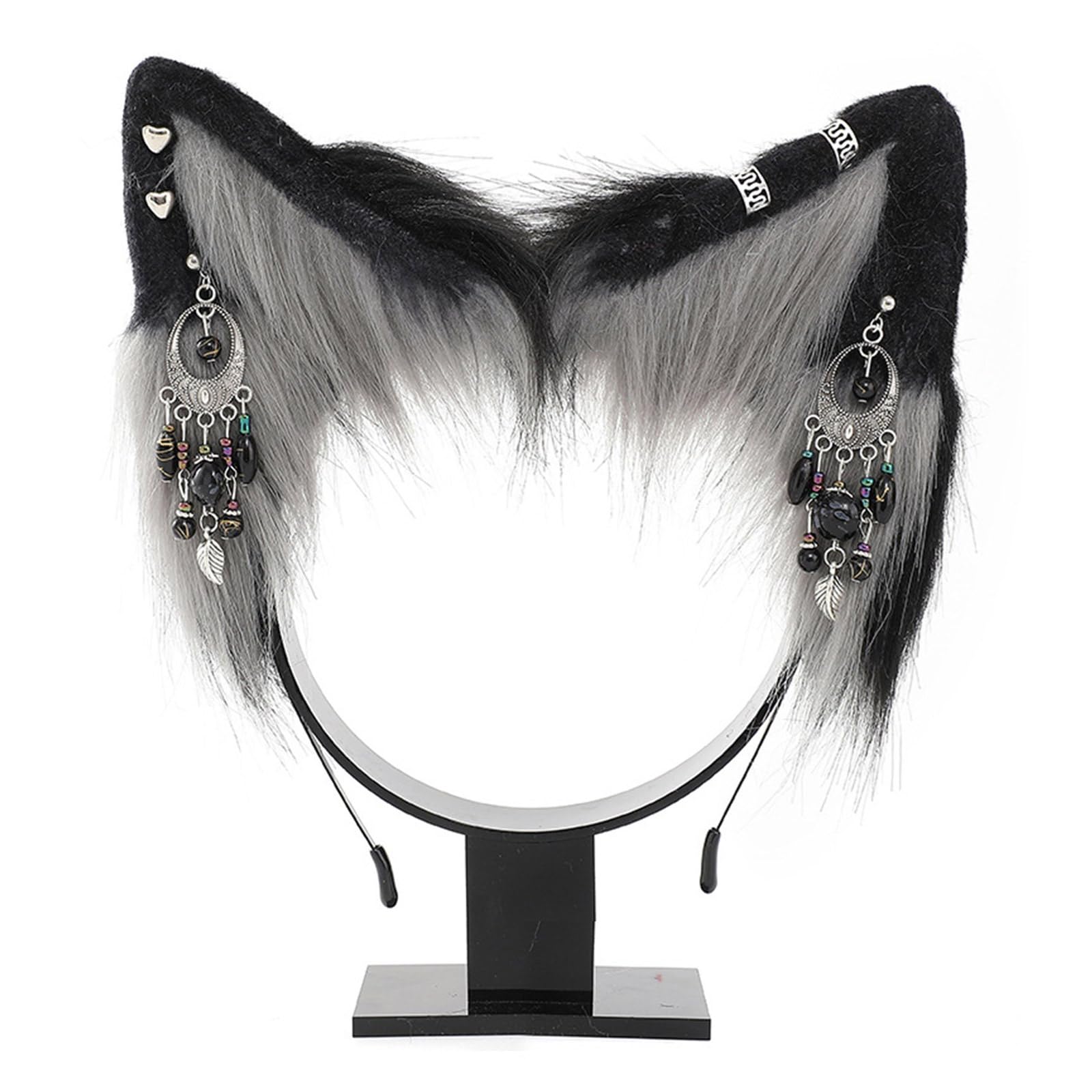 Fentency Cat Ear Headband with Colorful Ear Jewelry Sweet Girls Cosplay Ears Fursuit Masquerade Halloween Cosplay Party