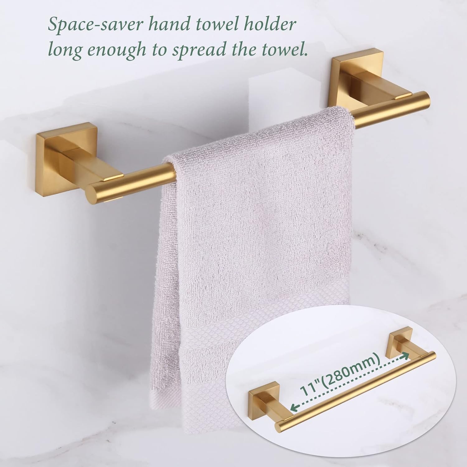 Hand Towel Holder Bundle with Toilet Paper Holder (Brushed Gold)