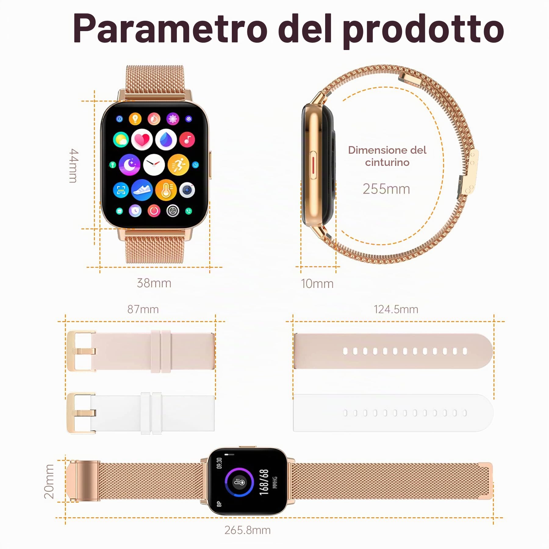 Smartwatch Donna Con Chiamate e Risposta, Notifiche Messaggi, Cardiofrequenzimetro, Sonno, SpO2, Fitness Con Contapassi, 8 Modalità Sportive, Orologio Digitale per Android iOS