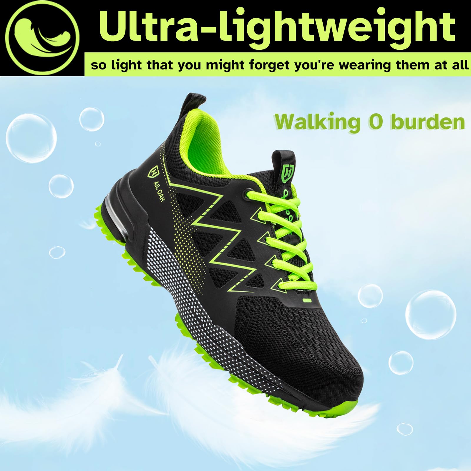 Zapatillas de seguridad para hombre y mujer, ligeras, transpirables, con puntera de acero, antideslizantes, botas de trabajo de construcción, zapatillas industriales