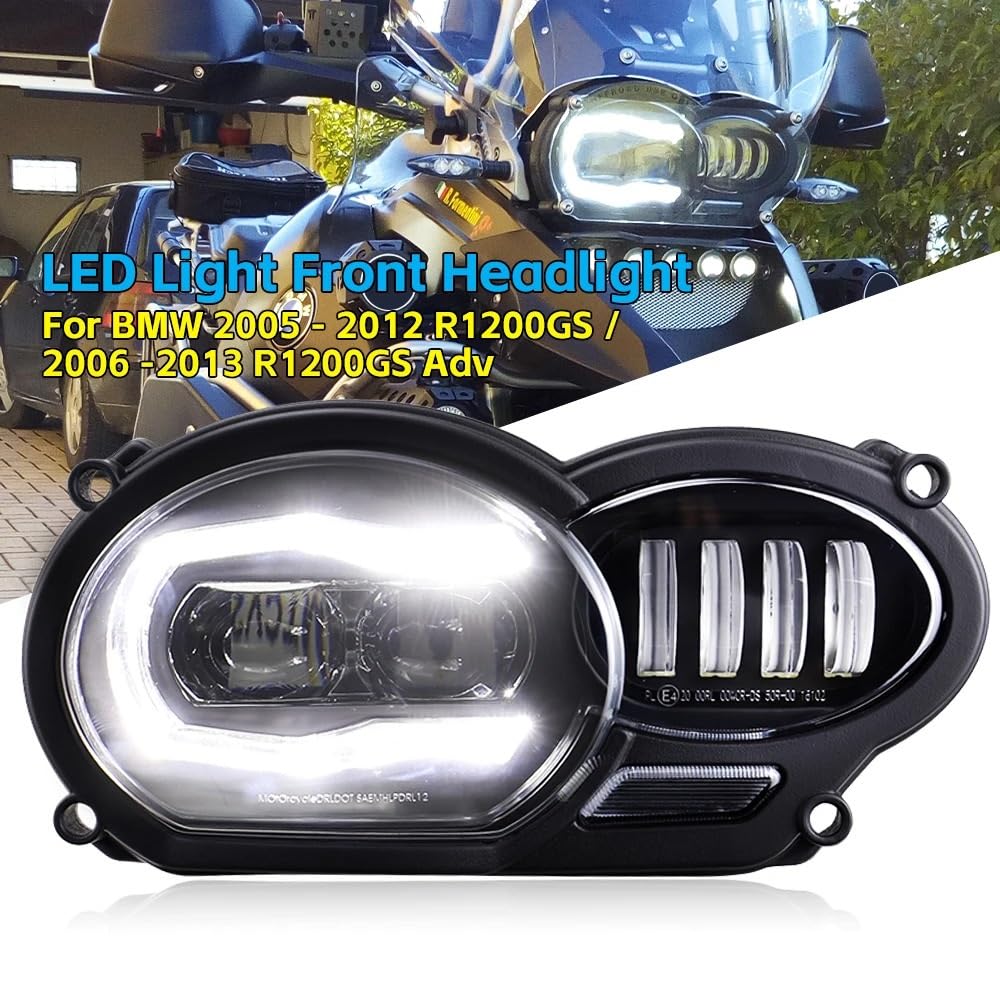 Moto Phares Convient pour Bmw 2005-2012 R1200GS / 2006-2013 R1200GS feux de route/croisement DRL LightMotorcycle lumière LED phare avant