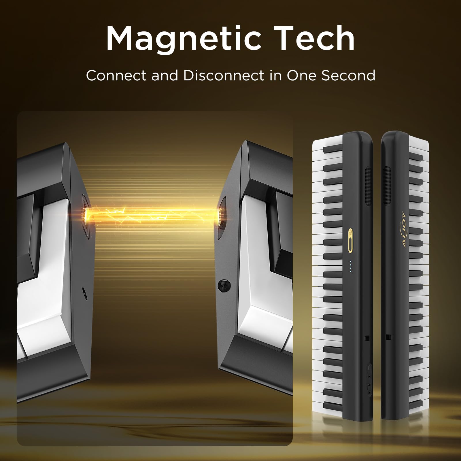 AiJoy Klaviertastatur mit 88 Tasten und magnetischer Verbindung | Abnehmbares E-Piano für Anfänger, tragbares Digitalpiano für Reisen mit empfindlichen Tasten, MIDI-Unterstützung, Tragetasche