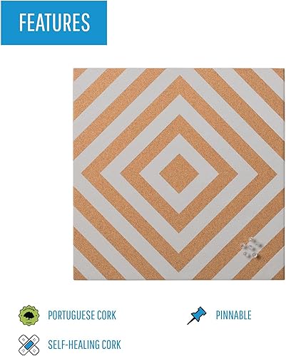 Miniatura 3 de MasterVision Tablero de anuncios decorativo sin marco de corcho blanco y natural, 16 x 16 pulgadas (SF751407397)