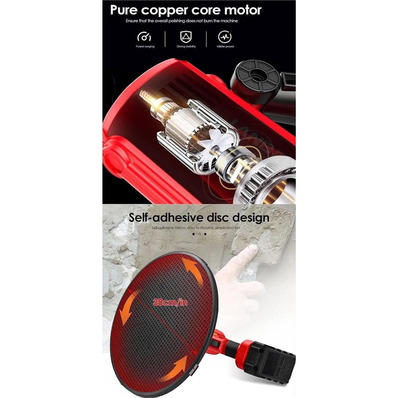 Máquina Pulidora de Alisado de Paredes con Paleta Eléctrica,Kit de Máquina de Alisado de Superficies de Paredes de Cemento de Mano,Para Construcción de Superficies de Mortero de Pared,2battery