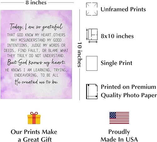 Miniatura 2 de Grateful God Knows My Heart- Inspirational Christian Wall Decor, Modern Motivational Wall Art Print For Home Decor, Bedroom Decor, Office Decor,