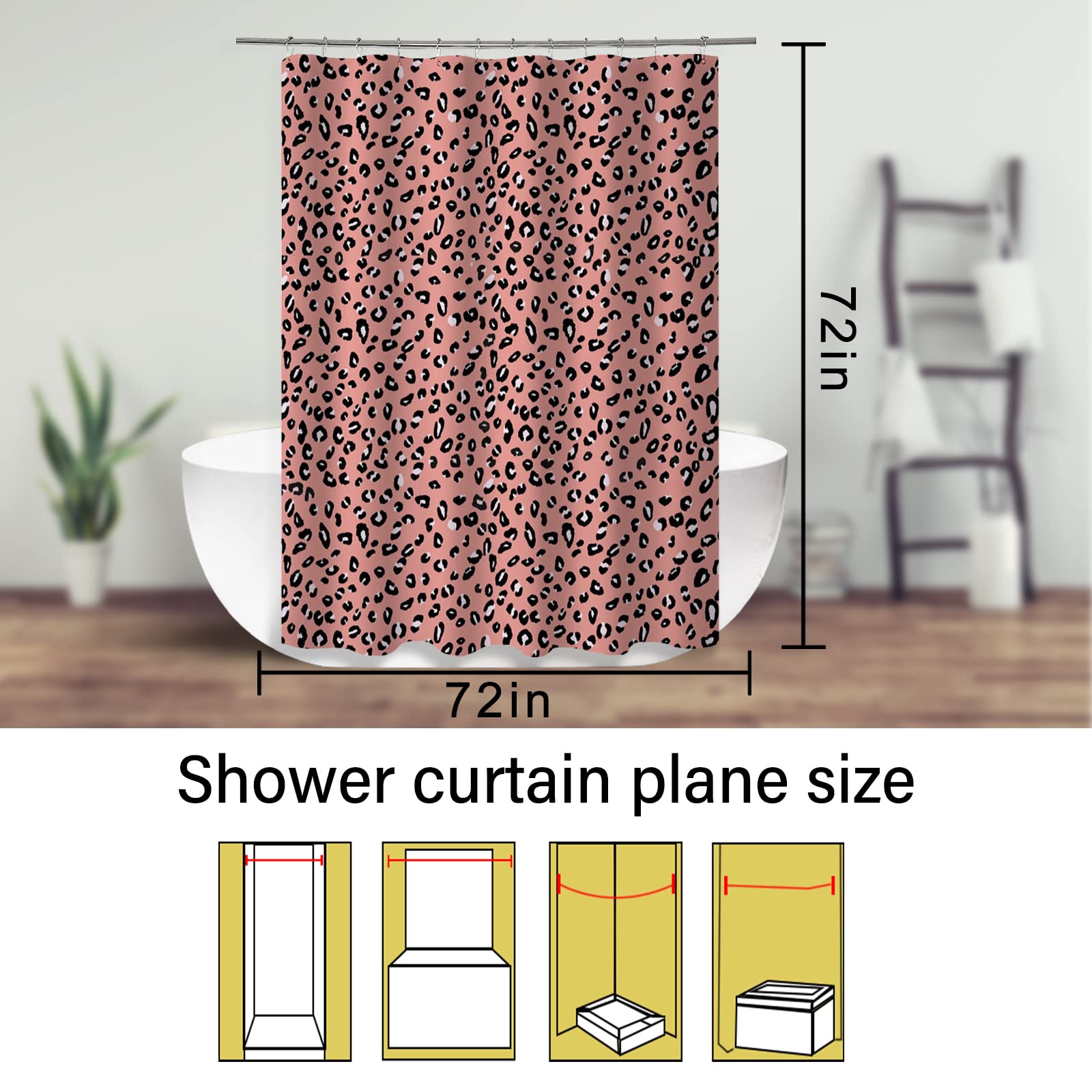 Amazon｜ZTTXL ヒョウ柄 シャワーカーテン (72インチ x 72インチ