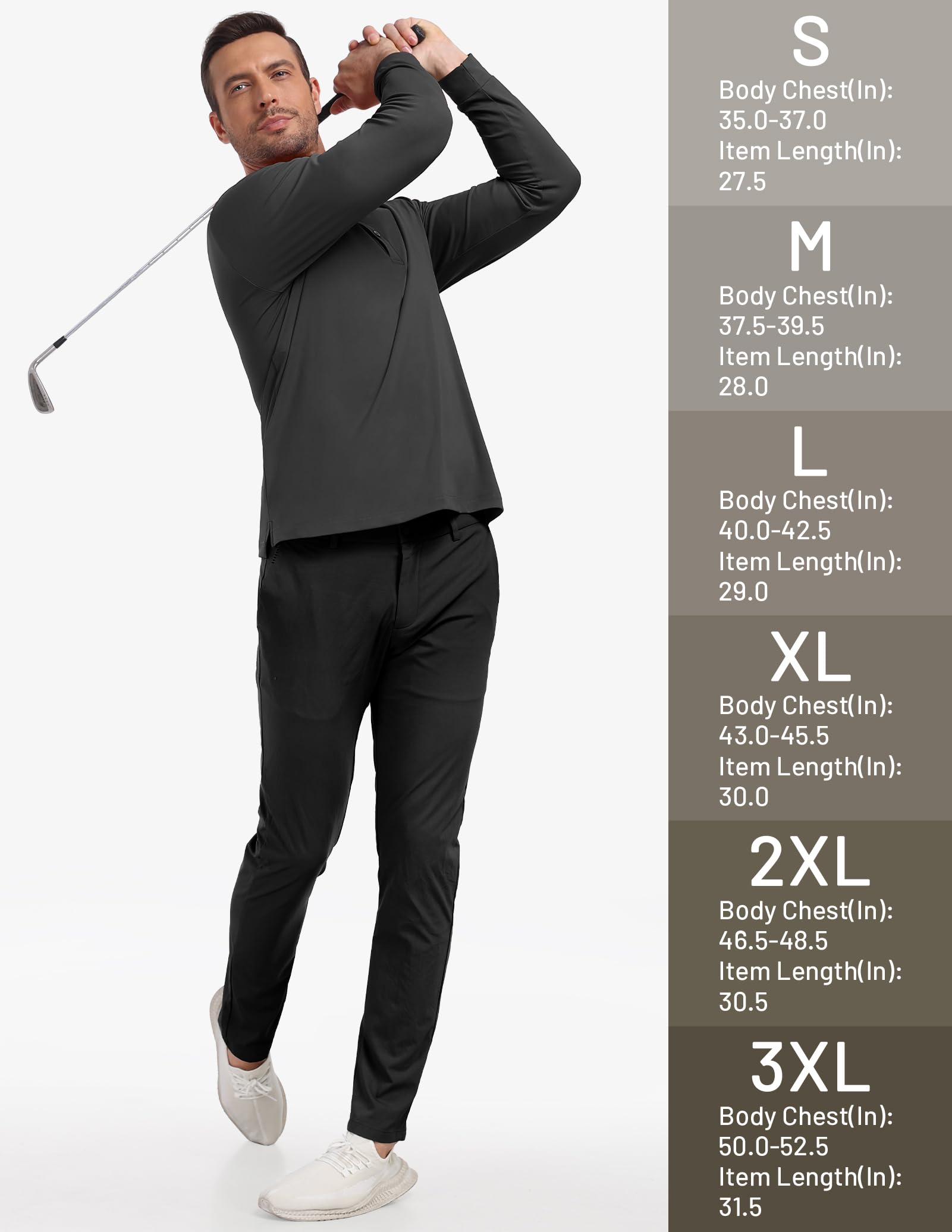 MIER Poloshirts für Herren, langärmelig, trockene Passform, Golf, athletisch, Arbeitshemd mit Kragen und UV-Schutz LSF Sonnenschutz (inhärent UPF 50+)