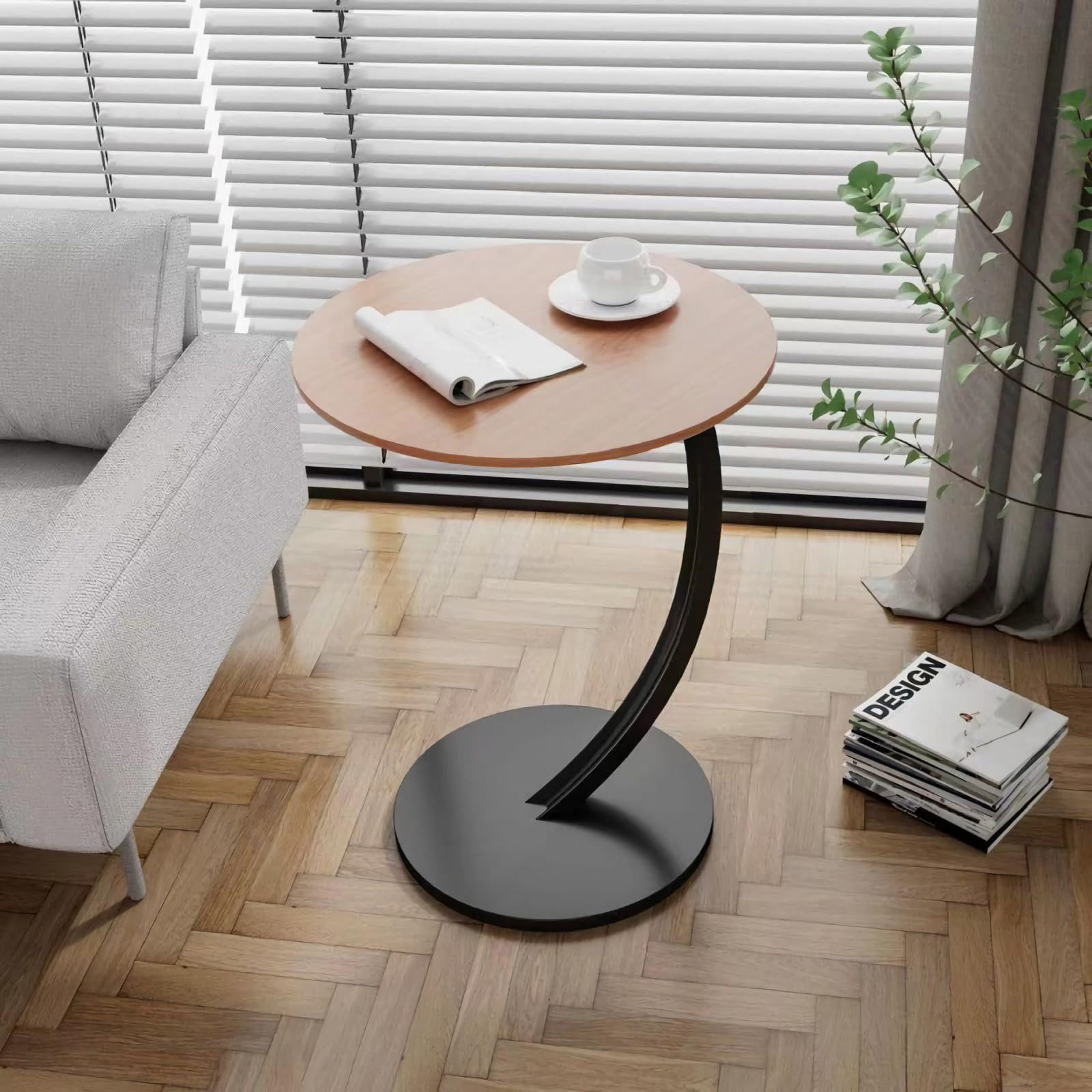 Mesas de Noche, Mesa Auxiliar para refrigerios, Mesa Auxiliar en Forma de C, Mesa Auxiliar para sofá Cama y Silla de Ruedas, Mesa Auxiliar pequeña para Espacios reducidos, para sofá, Sala de
