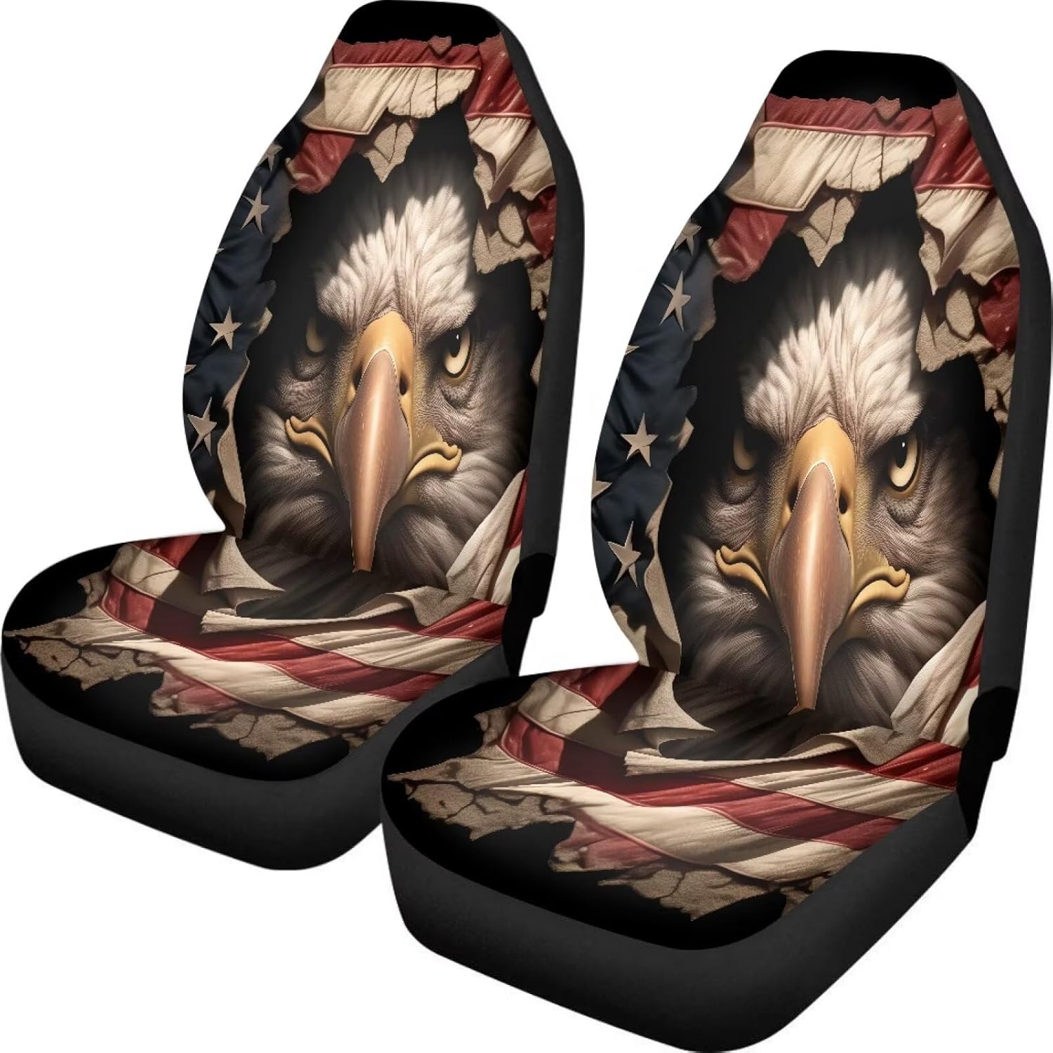 Jungle Tiger Print 2 Piece Car Seat Covers Protectors for Front Seat Non-Slip Cute Zoo Animal Tigers Auto Seat Covers for Auto Sedan SUV Truck Jeep Mini Van, Black