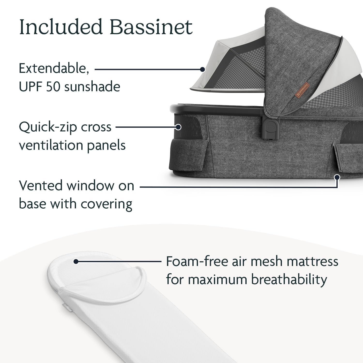 UPPAbaby Vista V3 Stroller + Bassinet V3 - Convertible Single-To-Double Stroller System- Bassinet, Toddler Seat, Bug Shield, Rain Shield Included-Greyson (Charcoal Mélange/Carbon Frame/Saddle Leather)