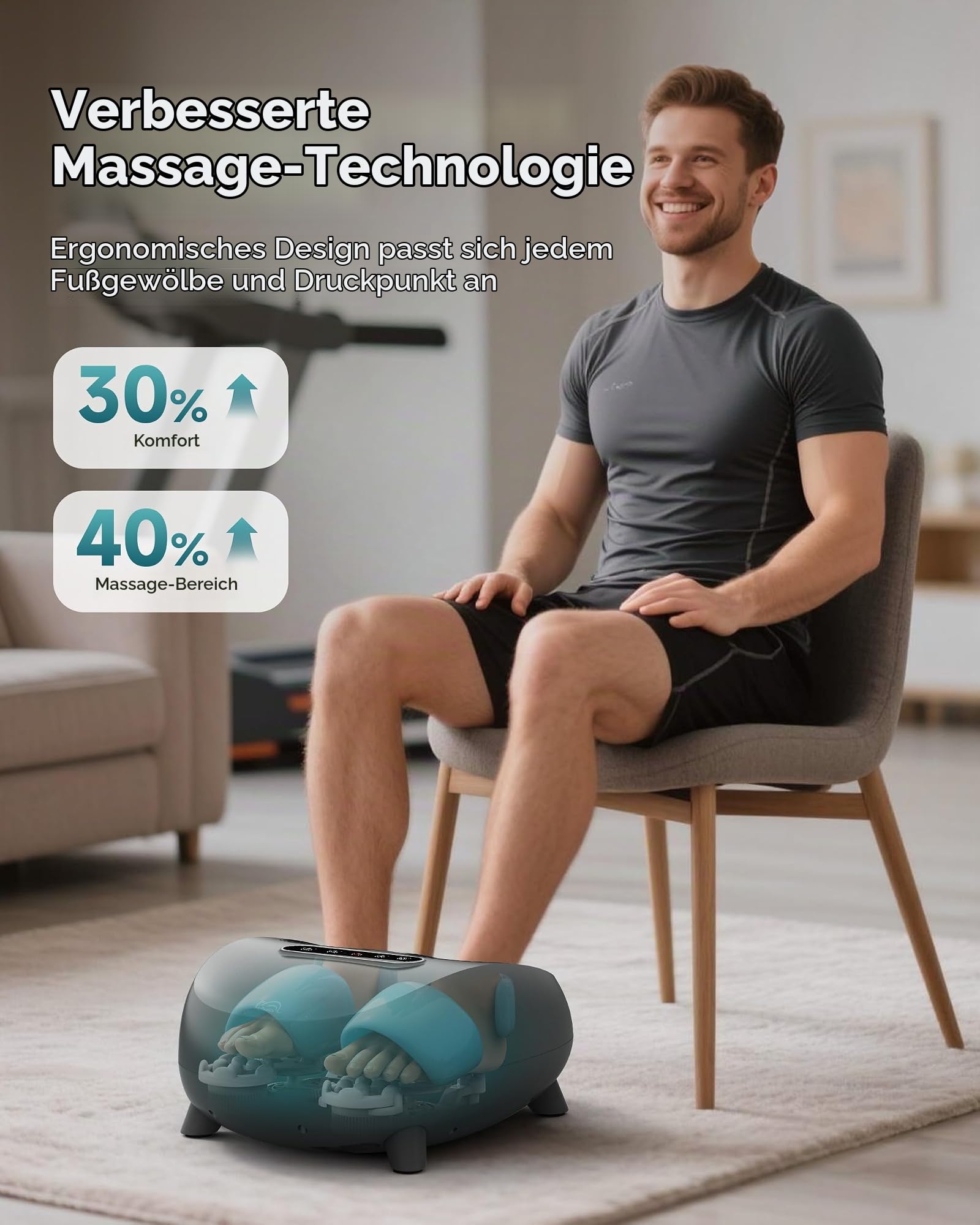 Snailax Fußmassagegerät elektrisch, Shiatsu-Fussmassagegerät mit Wärme Tiefenkneten Rollen Kompression für Plantarfasziitis, Geschenke für Frauen/Männer, Schuhgröße 48