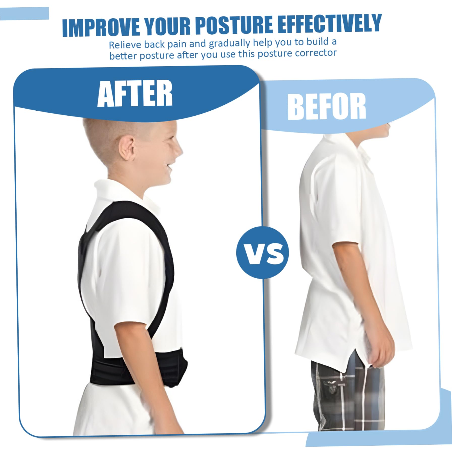 Heidouse Posture Corrector for Kids, Adjustable Back Brace Posture Corrector with Shoulder Pads, for Teenagers to Provide Spinal Support, Improve Running, Back Braces