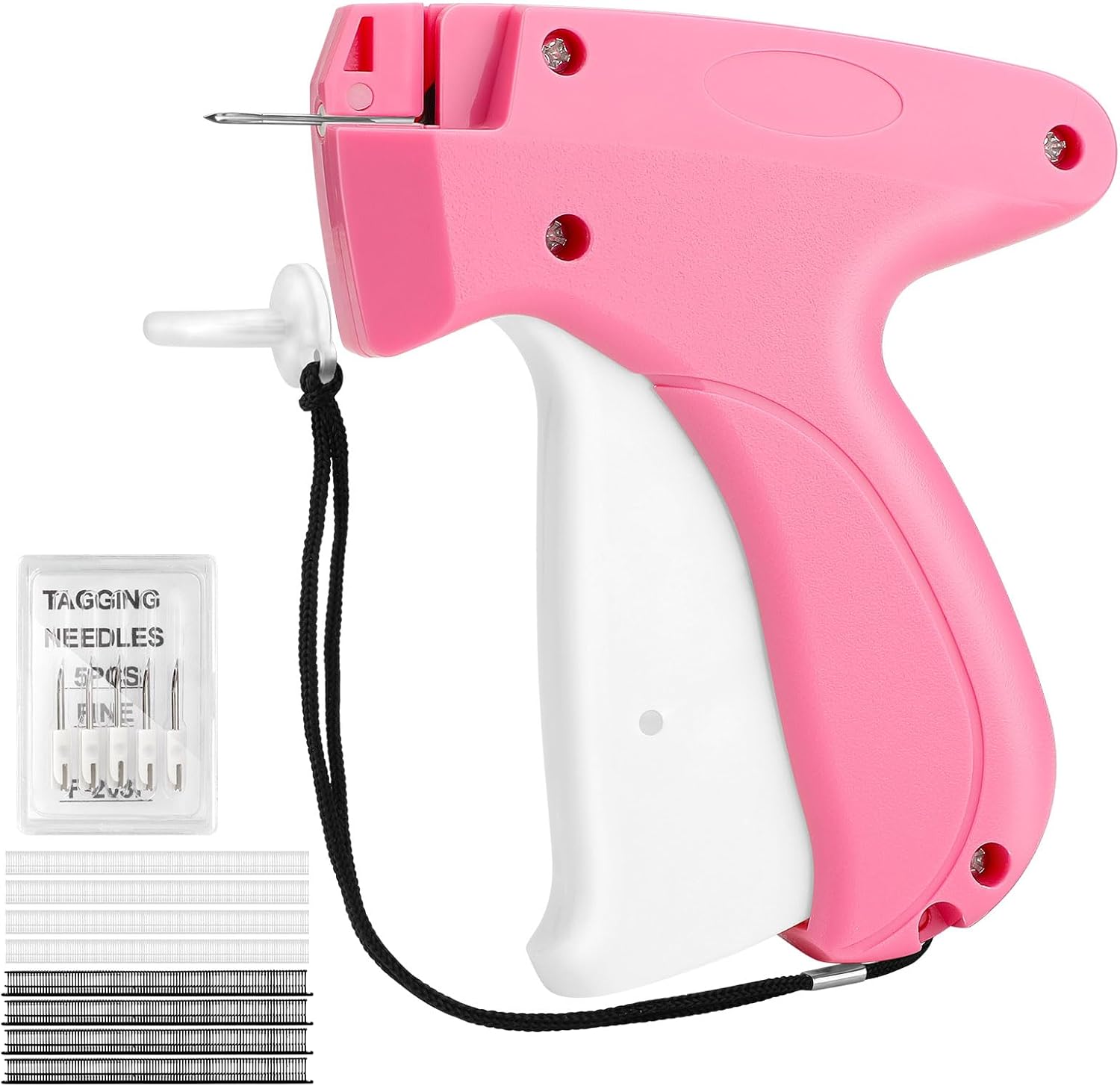 Stitch Gun for Clothes Quick Clothing Fixer & Tagging Gun with 6 Needles & 1000 Black+1000 White Fasteners, Handheld Sewing Tool for Instant Repairs, Quilting, Retail Price Tags No Thread Needed Red