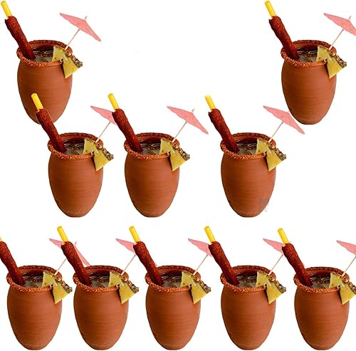 Cantarito de Barro Jarrito tradicional tradicional de arcilla roja mexicana de 12 onzas (10) Cantaritos