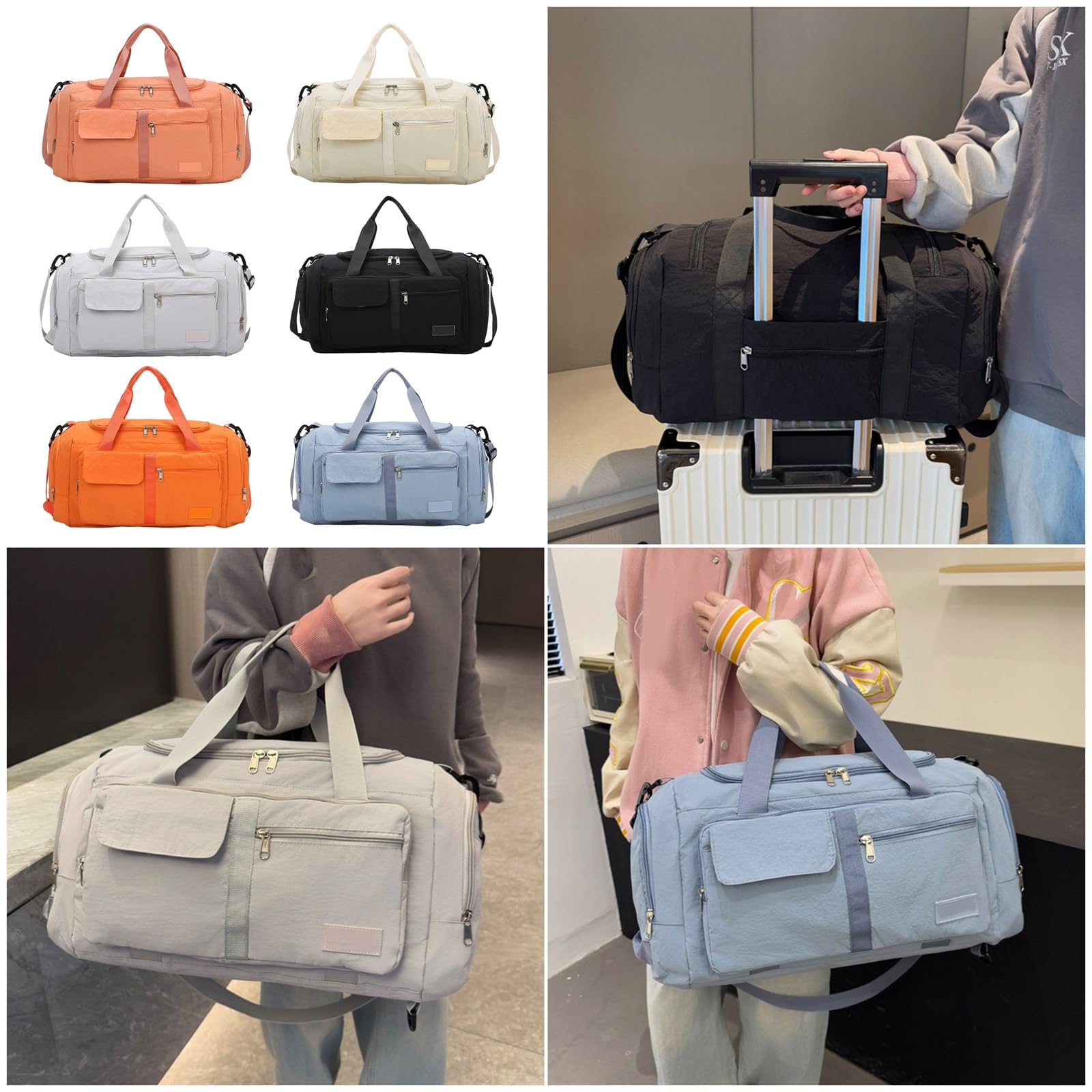 Borsa da viaggio pieghevole Zaino per bagagli Borsa da fitness Weekender Allenamento notturno con scomparto per scarpe